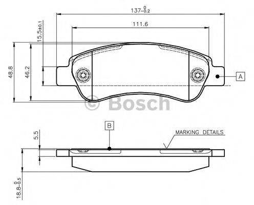 BOSCH 0986TB2977 Комплект гальмівних колодок, дискове гальмо