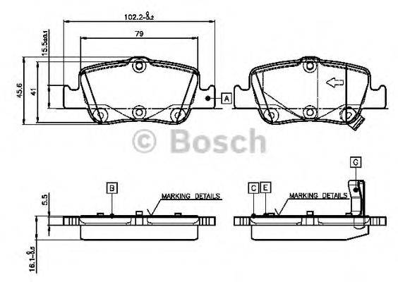 BOSCH 0986TB3070 Комплект гальмівних колодок, дискове гальмо