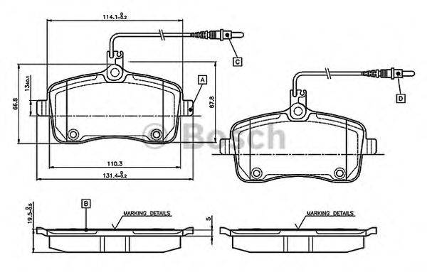 BOSCH 0986TB3076 Комплект гальмівних колодок, дискове гальмо