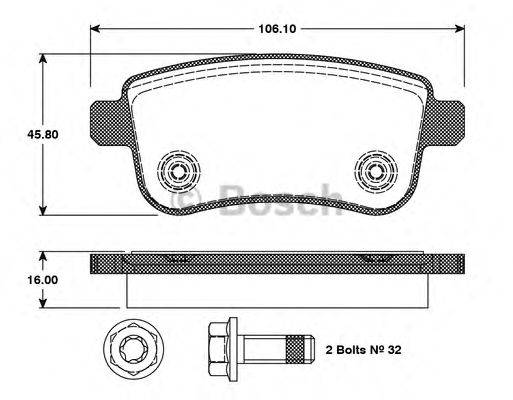 BOSCH 0986TB3093 Комплект гальмівних колодок, дискове гальмо