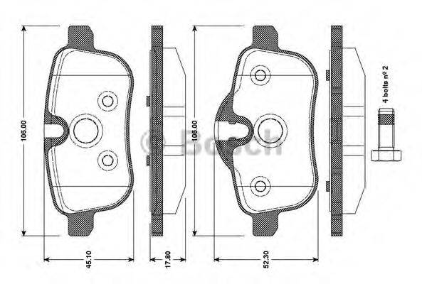 BOSCH 0986TB3100 Комплект гальмівних колодок, дискове гальмо