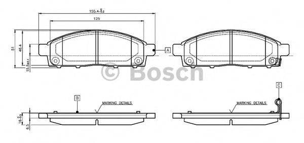 BOSCH 0986TB3115 Комплект гальмівних колодок, дискове гальмо