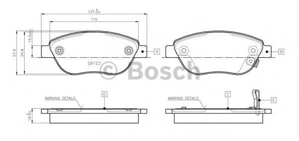 BOSCH 0986TB3141 Комплект гальмівних колодок, дискове гальмо