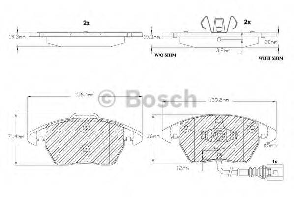 BOSCH F03B150155 Комплект гальмівних колодок, дискове гальмо