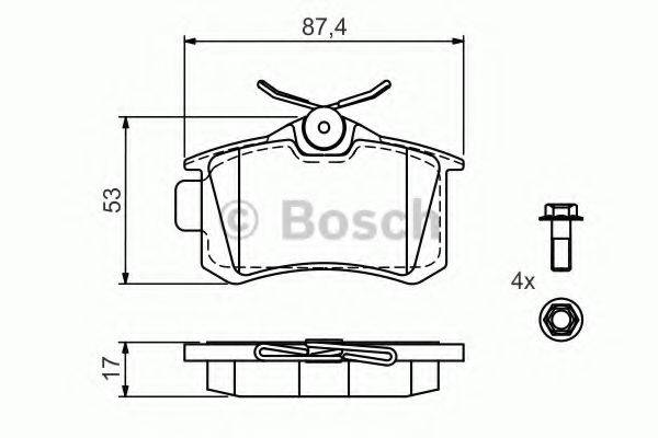 BOSCH 0986494515 Комплект гальмівних колодок, дискове гальмо