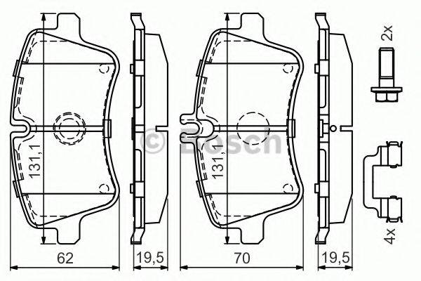 BOSCH 0986494607 Комплект гальмівних колодок, дискове гальмо