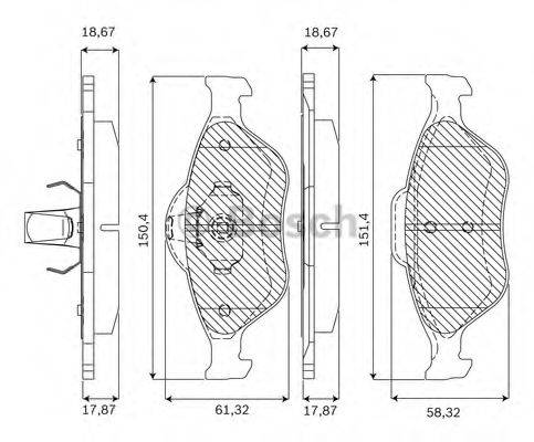 BOSCH F03A050000 Комплект гальмівних колодок, дискове гальмо