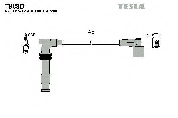 TESLA T988B Комплект дротів запалювання