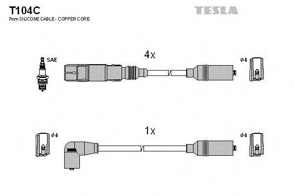 TESLA T104C Комплект дротів запалювання