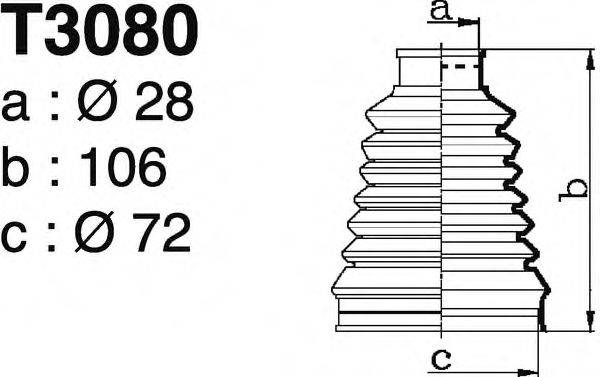 DEPA T3080 Комплект пильника, приводний вал