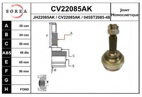 EAI CV22085AK Шарнірний комплект, приводний вал