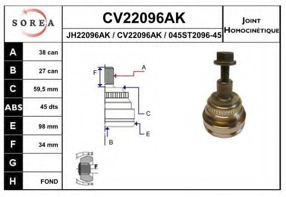 EAI CV22096AK Шарнірний комплект, приводний вал