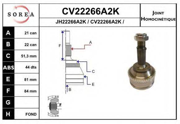 EAI CV22266A2K Шарнірний комплект, приводний вал