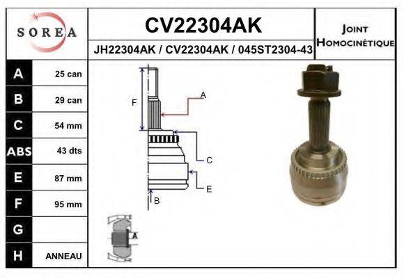 EAI CV22304AK Шарнірний комплект, приводний вал