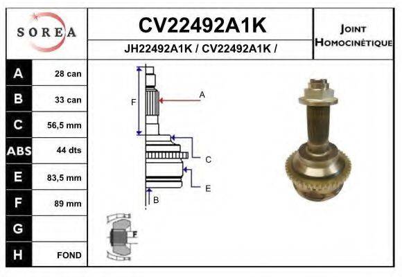 EAI CV22492A1K Шарнірний комплект, приводний вал