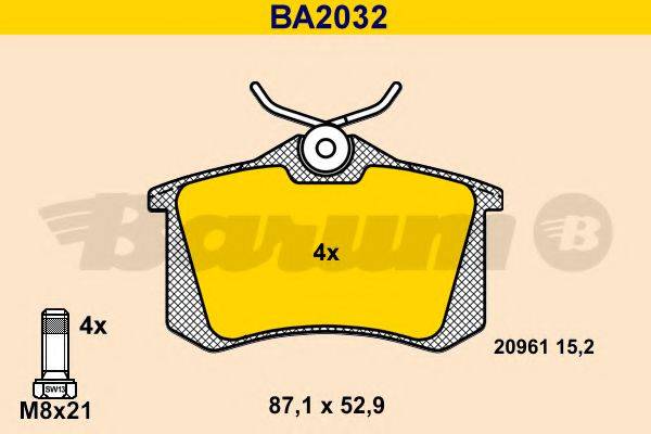 BARUM BA2032 Комплект гальмівних колодок, дискове гальмо