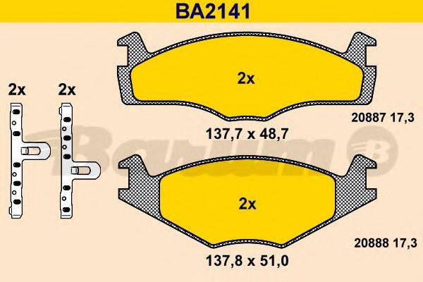 BARUM BA2141 Комплект гальмівних колодок, дискове гальмо