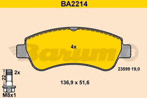 BARUM BA2214 Комплект гальмівних колодок, дискове гальмо