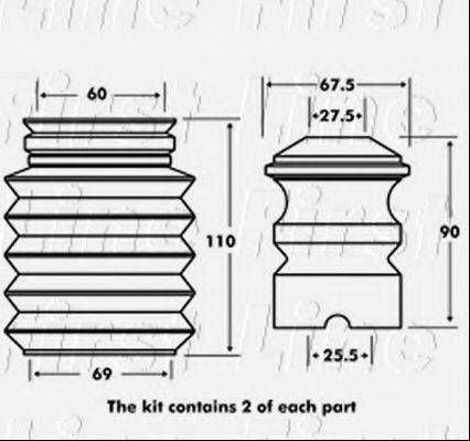 FIRST LINE FPK7009 Пилозахисний комплект, амортизатор