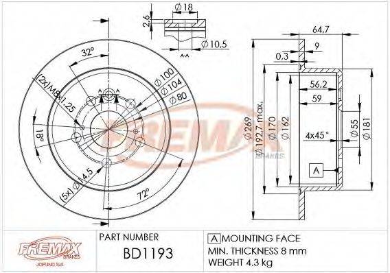 FREMAX BD1193 гальмівний диск