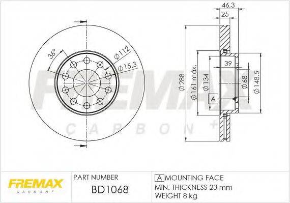 FREMAX BD1068 гальмівний диск