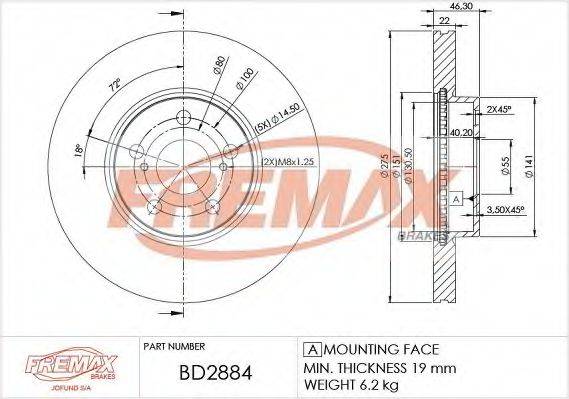 FREMAX BD2884 гальмівний диск