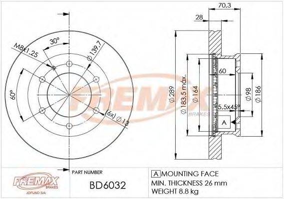 FREMAX BD6032 гальмівний диск