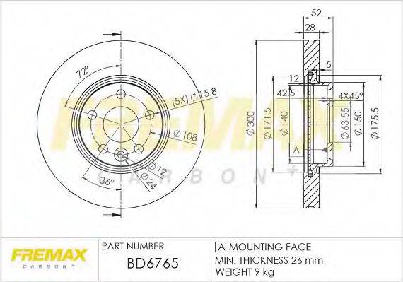 FREMAX BD6765 гальмівний диск