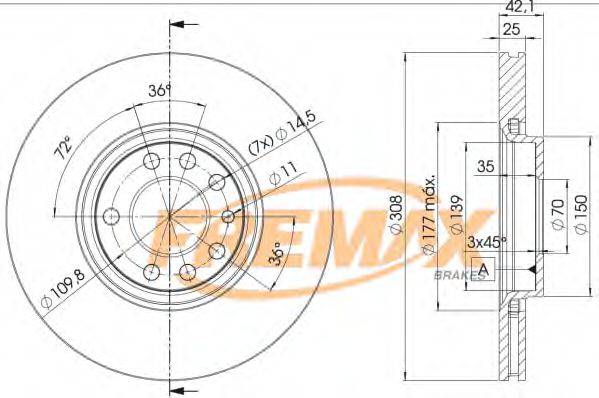 FREMAX BD9061 гальмівний диск