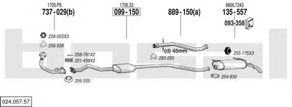 BOSAL 02405757 Система випуску ОГ