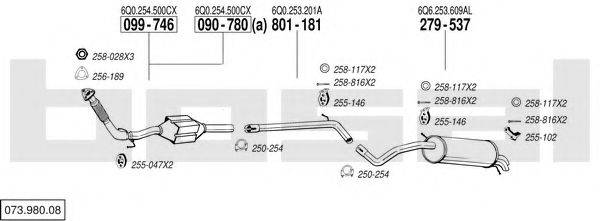 BOSAL 07398008 Система випуску ОГ