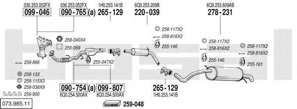 BOSAL 07398511 Система випуску ОГ