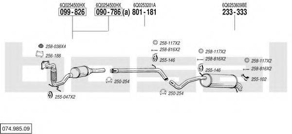 BOSAL 07498509 Система випуску ОГ