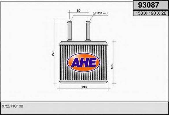 AHE 93087 Теплообмінник, опалення салону