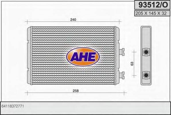 AHE 93512O Теплообмінник, опалення салону