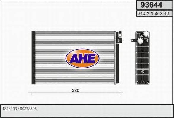 AHE 93644 Теплообмінник, опалення салону