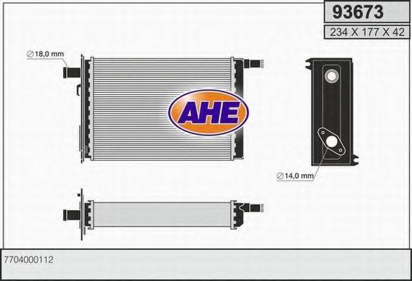 AHE 93673 Теплообмінник, опалення салону