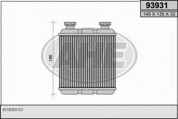 AHE 93931 Теплообмінник, опалення салону