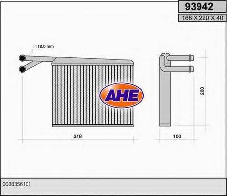 AHE 93942 Теплообмінник, опалення салону