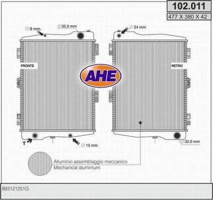 AHE 102011 Радіатор, охолодження двигуна