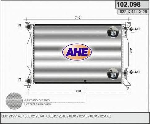 AHE 102098 Радіатор, охолодження двигуна