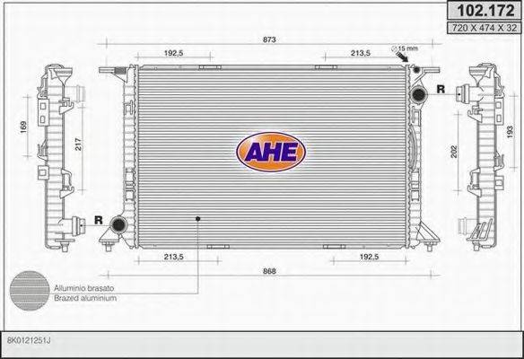 AHE 102172 Радіатор, охолодження двигуна