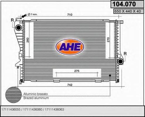 AHE 104070 Радіатор, охолодження двигуна