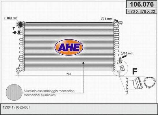 AHE 106076 Радіатор, охолодження двигуна