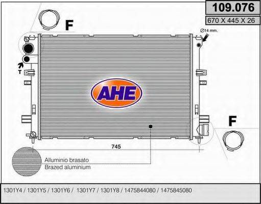 AHE 109076 Радіатор, охолодження двигуна