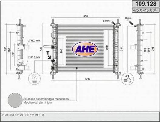 AHE 109128 Радіатор, охолодження двигуна