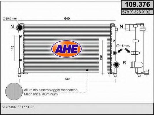 AHE 109376 Радіатор, охолодження двигуна