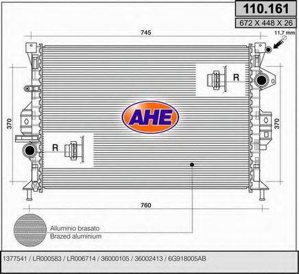 AHE 110161 Радіатор, охолодження двигуна