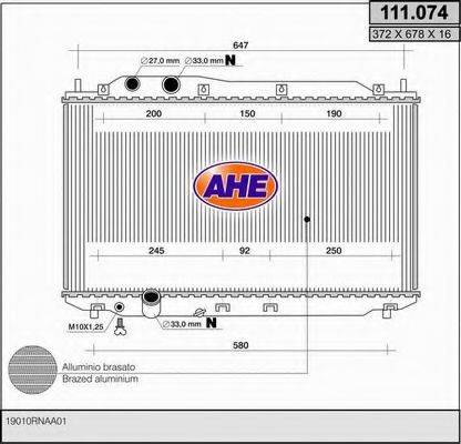 AHE 111074 Радіатор, охолодження двигуна