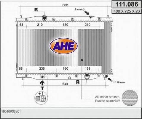 AHE 111086 Радіатор, охолодження двигуна